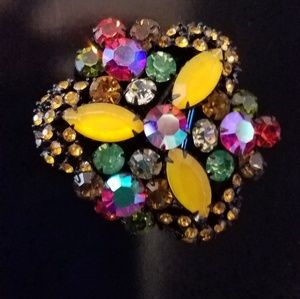 Vintage rhinestone pin fabulous fall colors